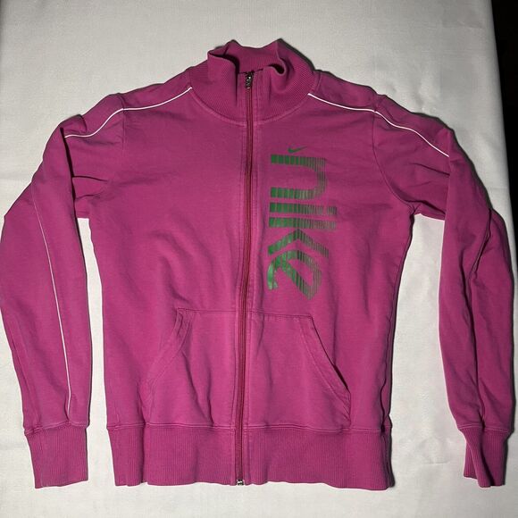 Nike Girls Pink Track Jacket Youth L (12-14) Logo Full Zip Y2K Retro Vintage - Picture 1 of 8